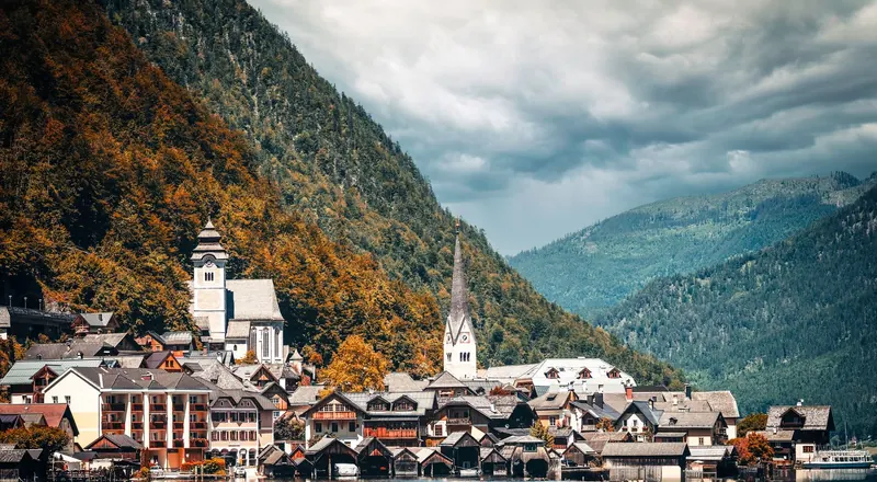 Foto stok ilustrasi suasana Hallstatt